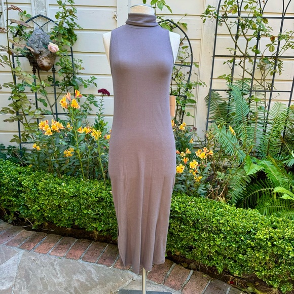 Halogen Rib Turtleneck Sleeveless Midi Dress Gray Sz S - Picture 1 of 11